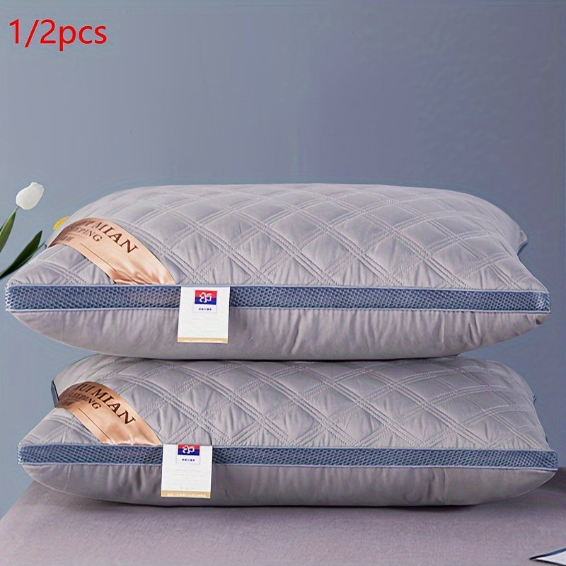 Soft Pillow Set for Bedroom Bedding Includes 1 or 2 Quilted Hotel Pillows for Neck Support