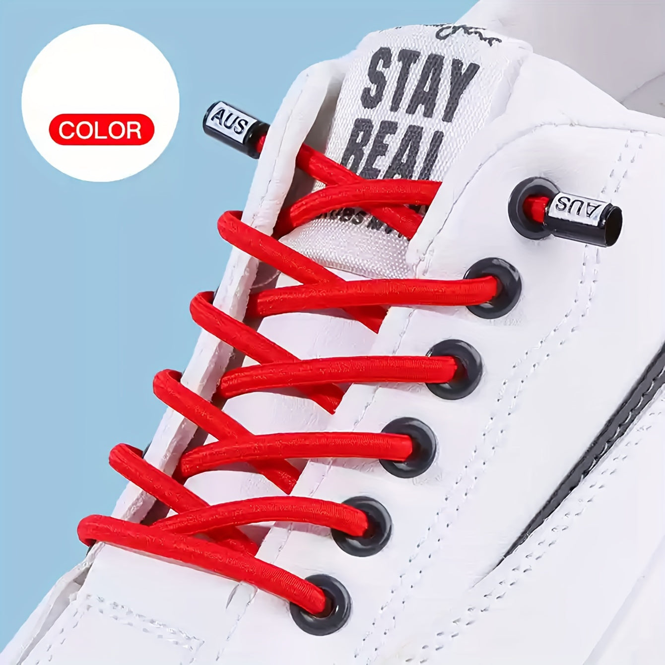 Unisex Elastic No-Tie Shoelaces with Safety Buckle Multicolor Durable Knit
