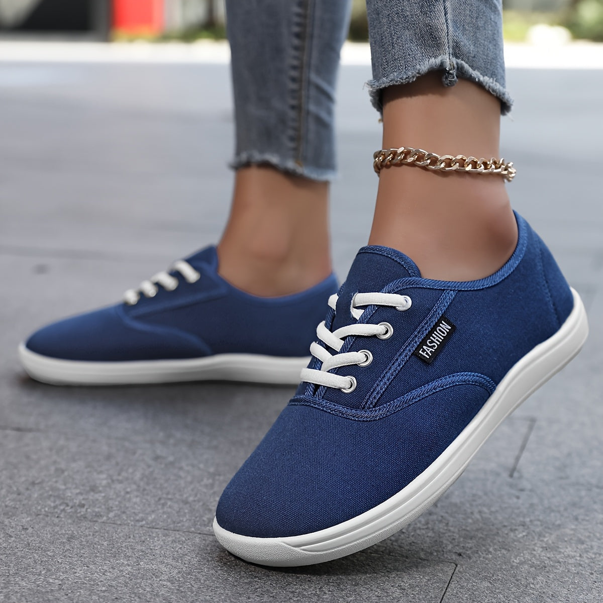 Women Wide-Toe Sneakers Breathable Fabric Casual Walking Shoes