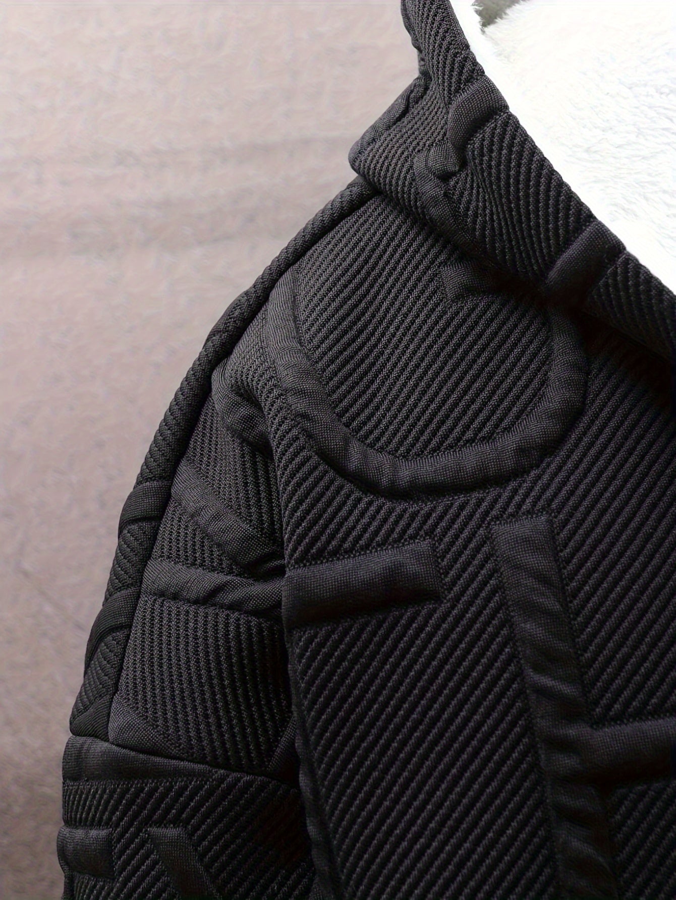 Black and White Letter Print Hooded Jacket for Men with Plush Lining Fall Winter Casual Streetwear