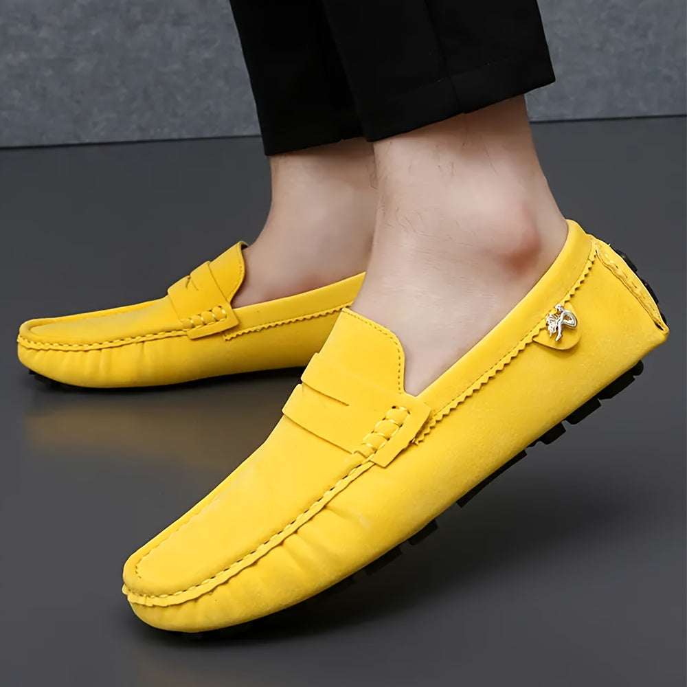 Microfiber Loafers Slip-On Solid Color Rubber Sole Casual Dress Wedding All-Season