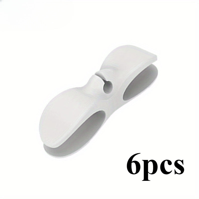 Set of 6 Black and Gray Cable Organizer Clips No-Drill Adhesive Wire Holders for Chargers and Data Cables