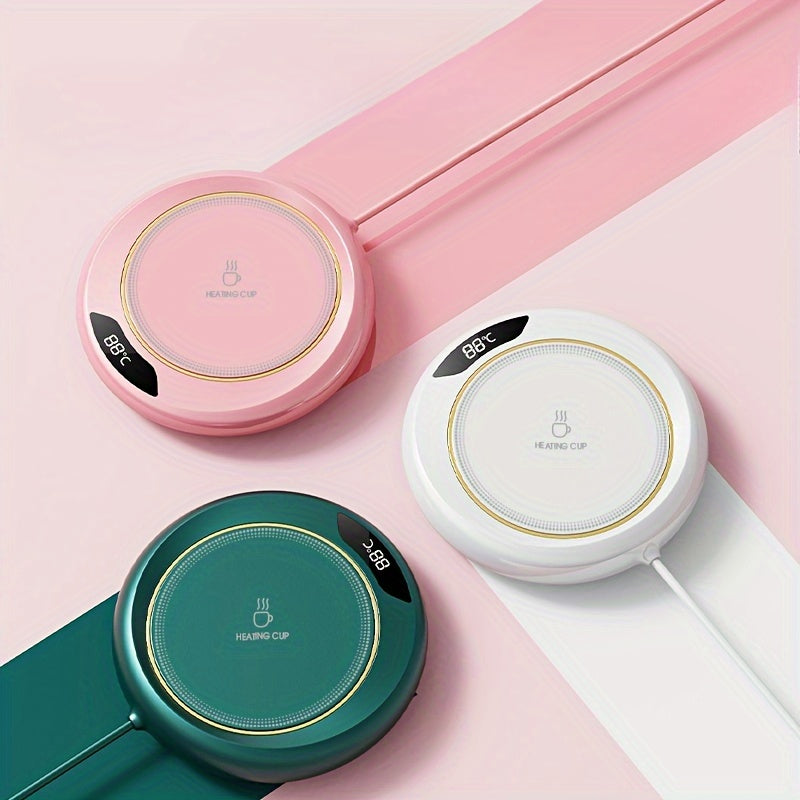 Electric Touch-Operated USB Thermos Cup with Heating Pad and Coaster for Office Outdoor Camping