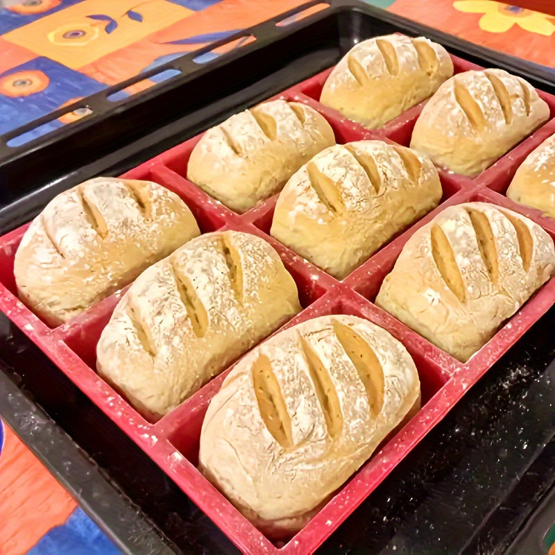 9-Cavity Silicone Mini Loaf Pan for Baking Bread Cake Meatloaf Durable Non-Stick