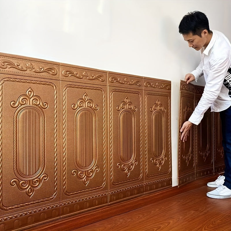 5 Pack 3D Self-Adhesive Waterproof Wallpaper Panels for Living Room Bedroom Hallway 70x90cm