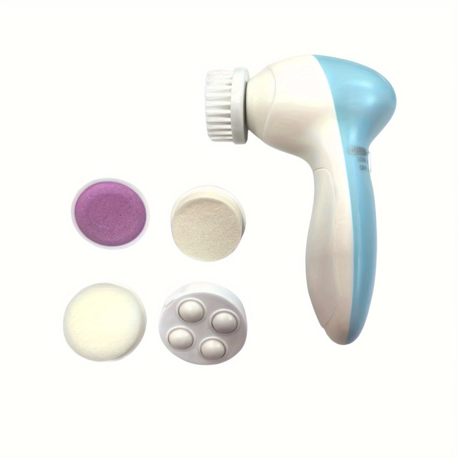 5 funksiyali elektr aylanuvchi go'zallik qurilmasi: yuz tozalagich, yuz yuvish mashinasi, massaj qiluvchi va po'lat tozalagich.