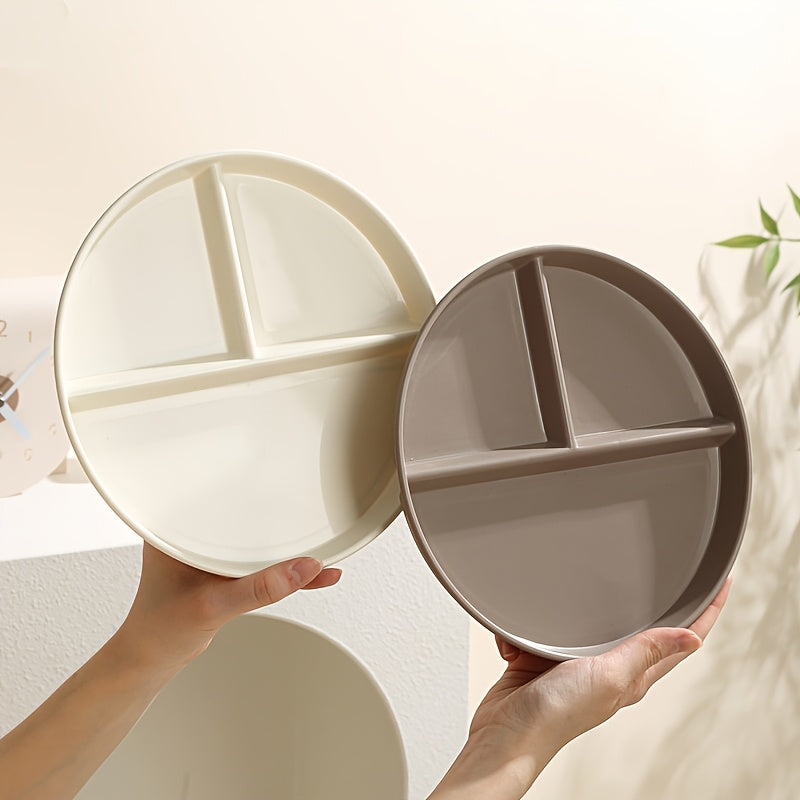 Platos con compartimentos de plástico 1/2/4 piezas redondos con 3 compartimentos aptos para microondas y lavavajillas