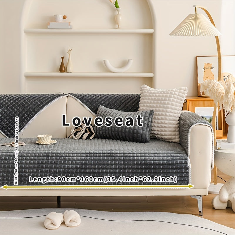 Funda de sofá de terciopelo con respaldo antideslizante para todas las estaciones, amigable con las mascotas, decoración para sala de estar y oficina