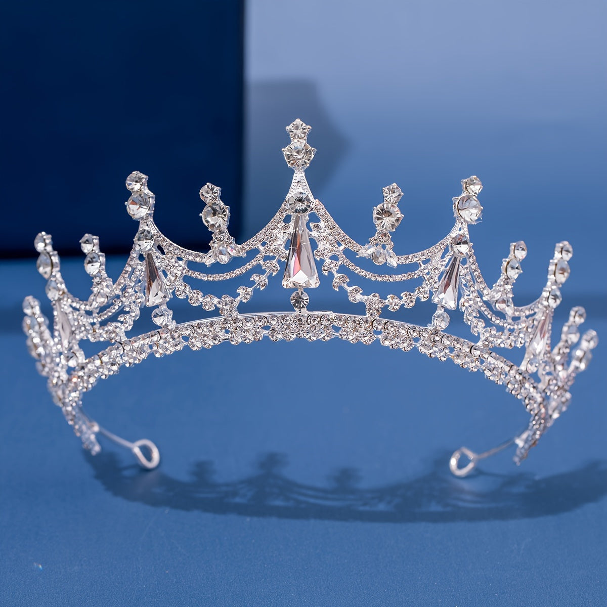 Diadema de novia con tiara de pedrería para boda y corona para mujer