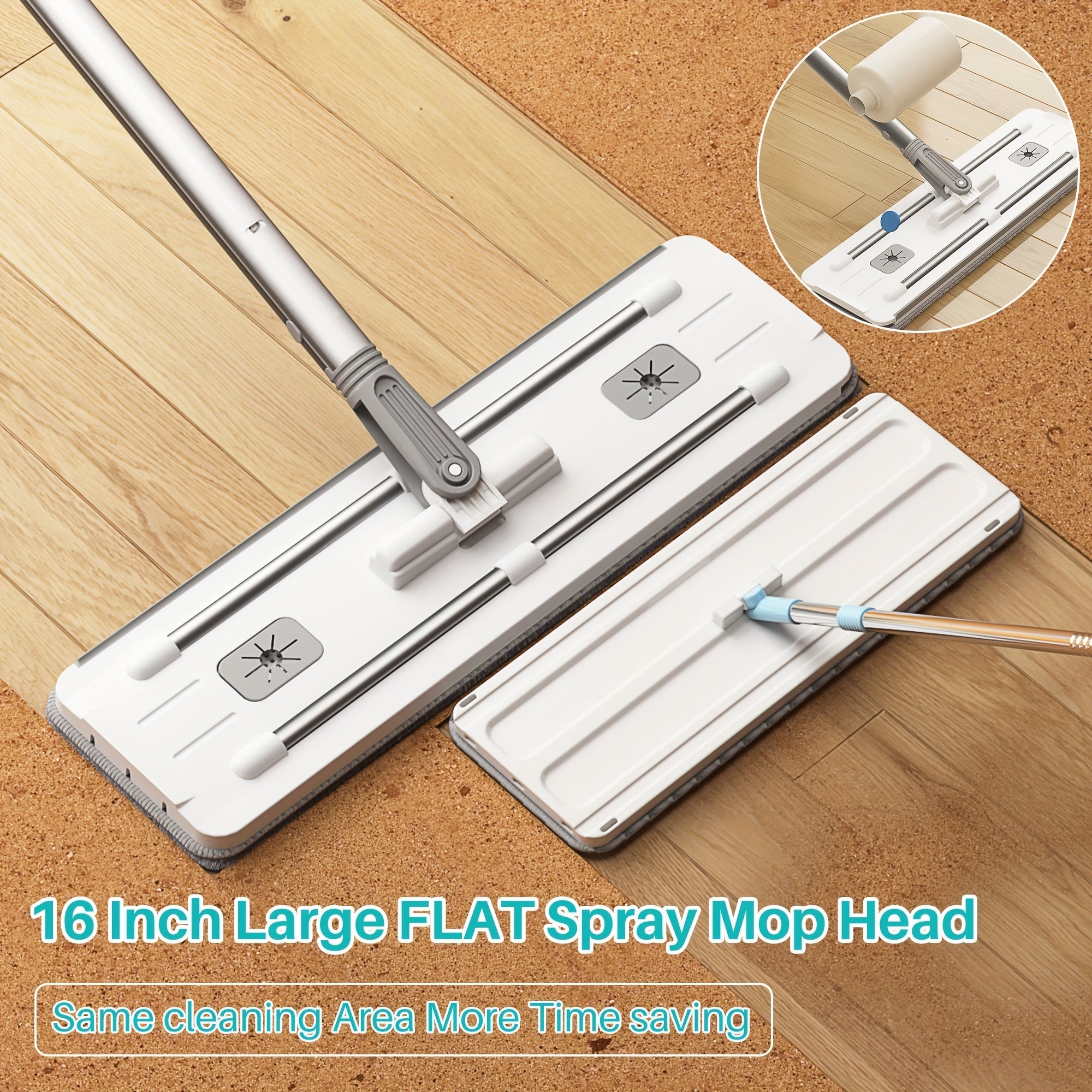 Uy uchun mop va kova to'plami, 2 ta tekis mop, 2 ta mato, qirqish, 360° buriladigan bosh bilan