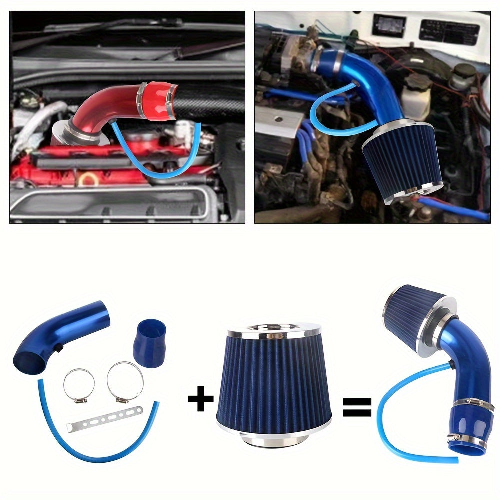 Sistema de admisión de aire frío de aluminio universal con filtro de aire 76mm 3 pulgadas