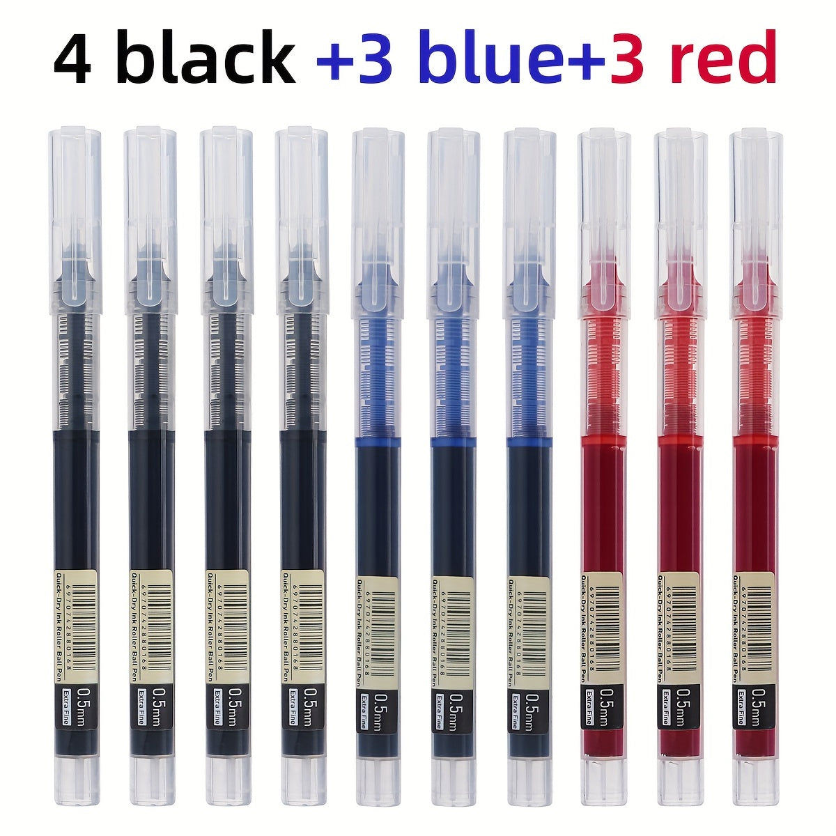 30pcs Ballpoint Pens Set 0.5mm Quick Drying Ink Black Blue Red for School Office