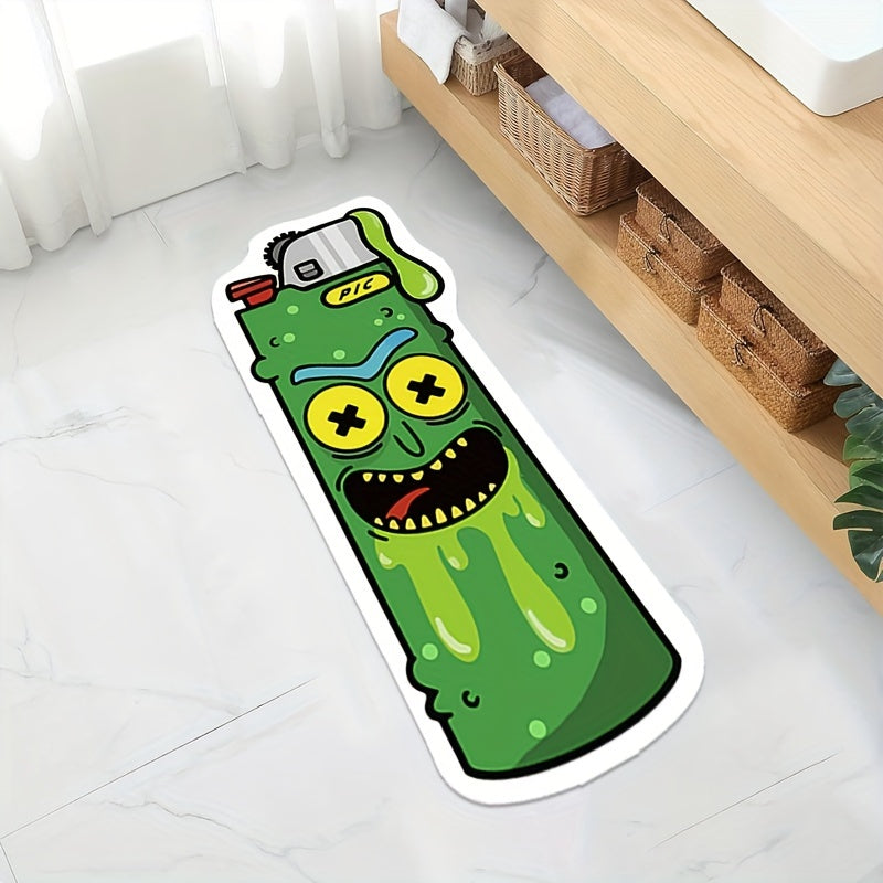 Multfilmli gilamcha, achchiq bodring, yashil, sirgʻalmas, suvga chidamli, pol uchun mato, mehmonxona, yotoqxona, oshxona uchun