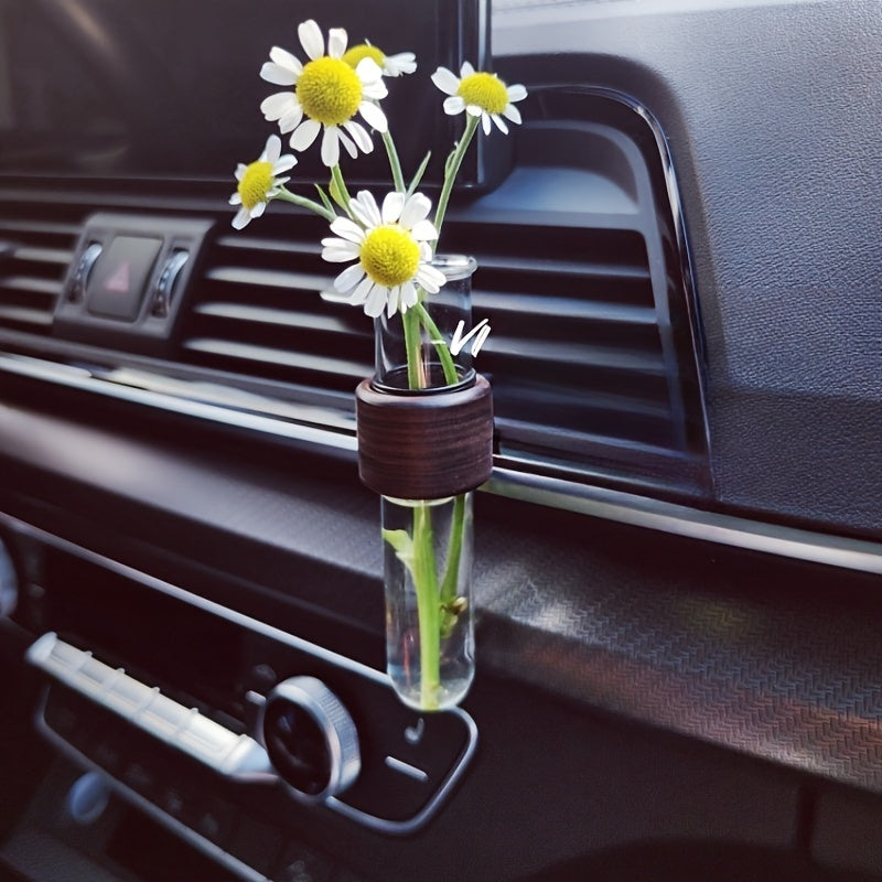 Wooden Car Vase for Center Console Air Outlet Decoration No Flowers