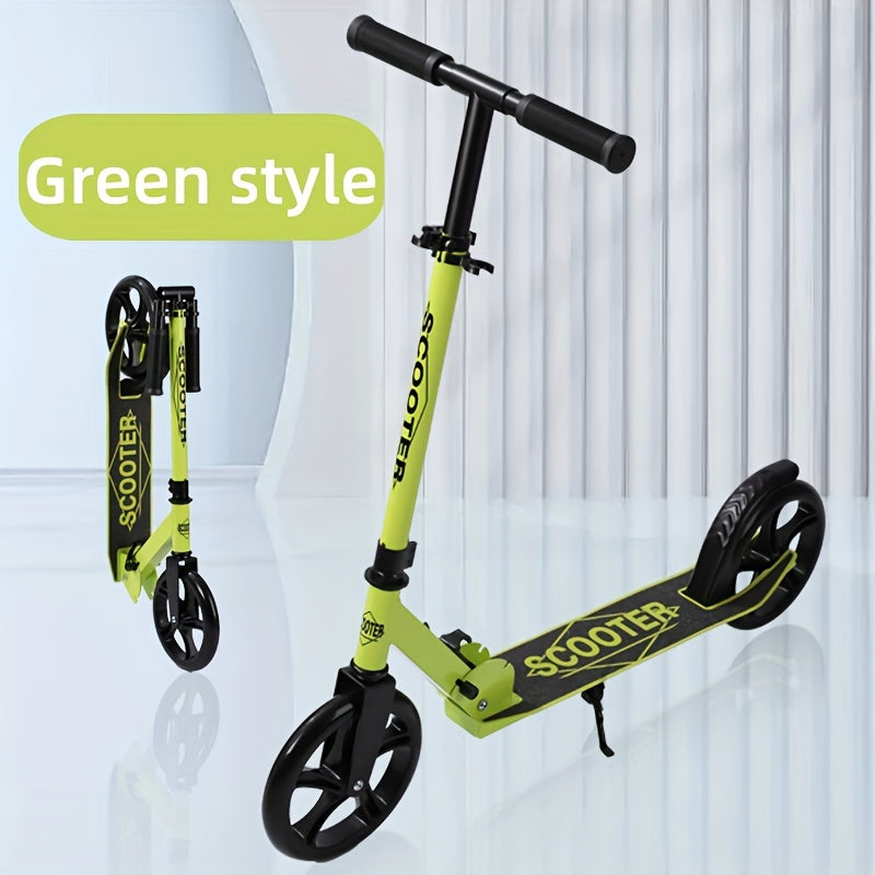 Adult Foldable Kick Scooter with Iron Frame Front Suspension Rear Brake Yellow 14+ Max 100kg