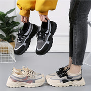 Zapatos deportivos casuales ligeros para mujer con suela gruesa para correr