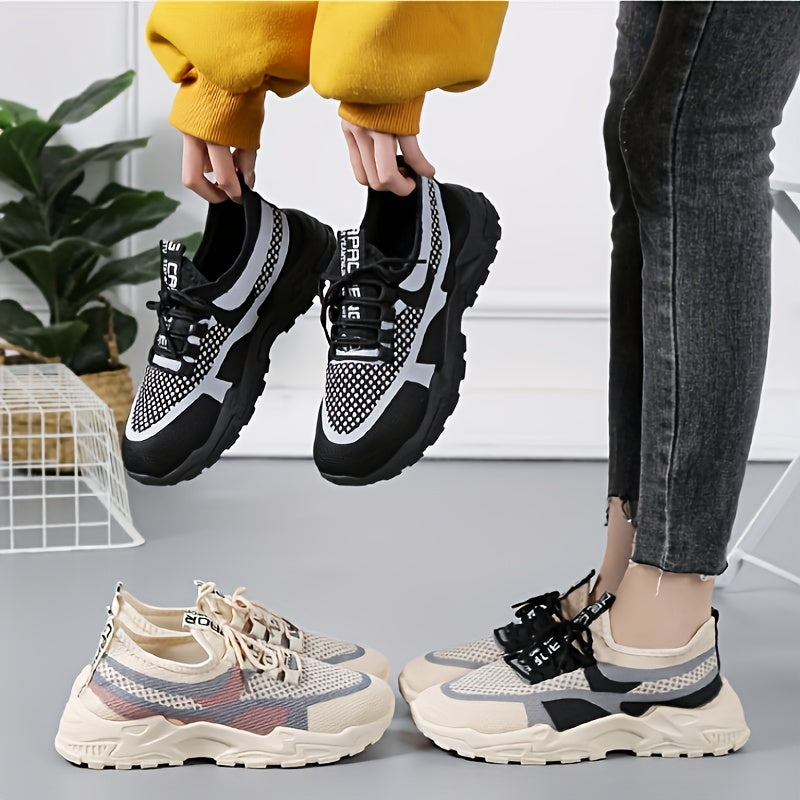 Zapatos deportivos casuales ligeros para mujer con suela gruesa para correr