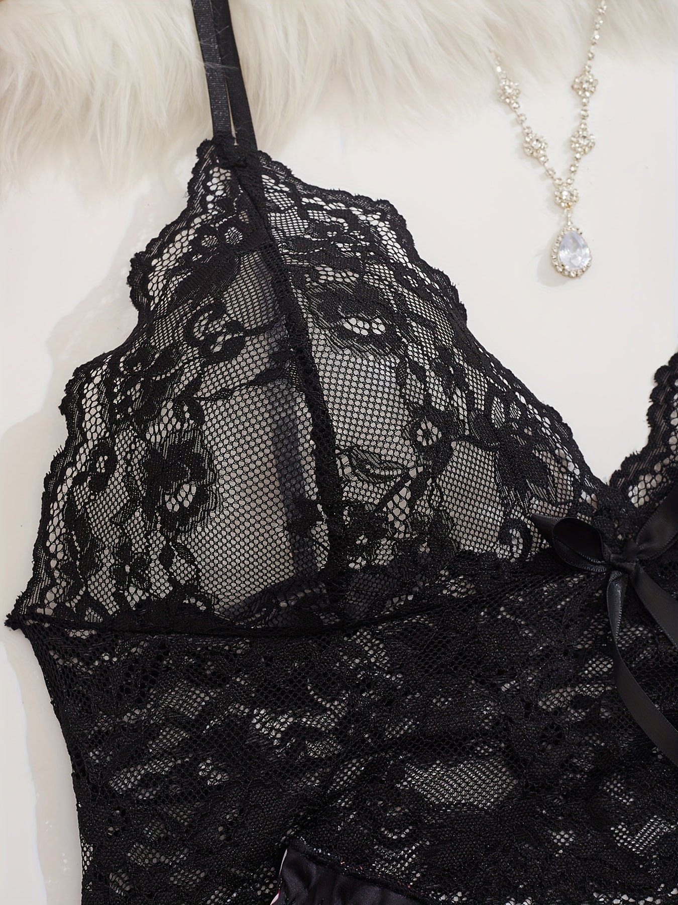 Lace Print Lingerie Set with Matching Robe for Women