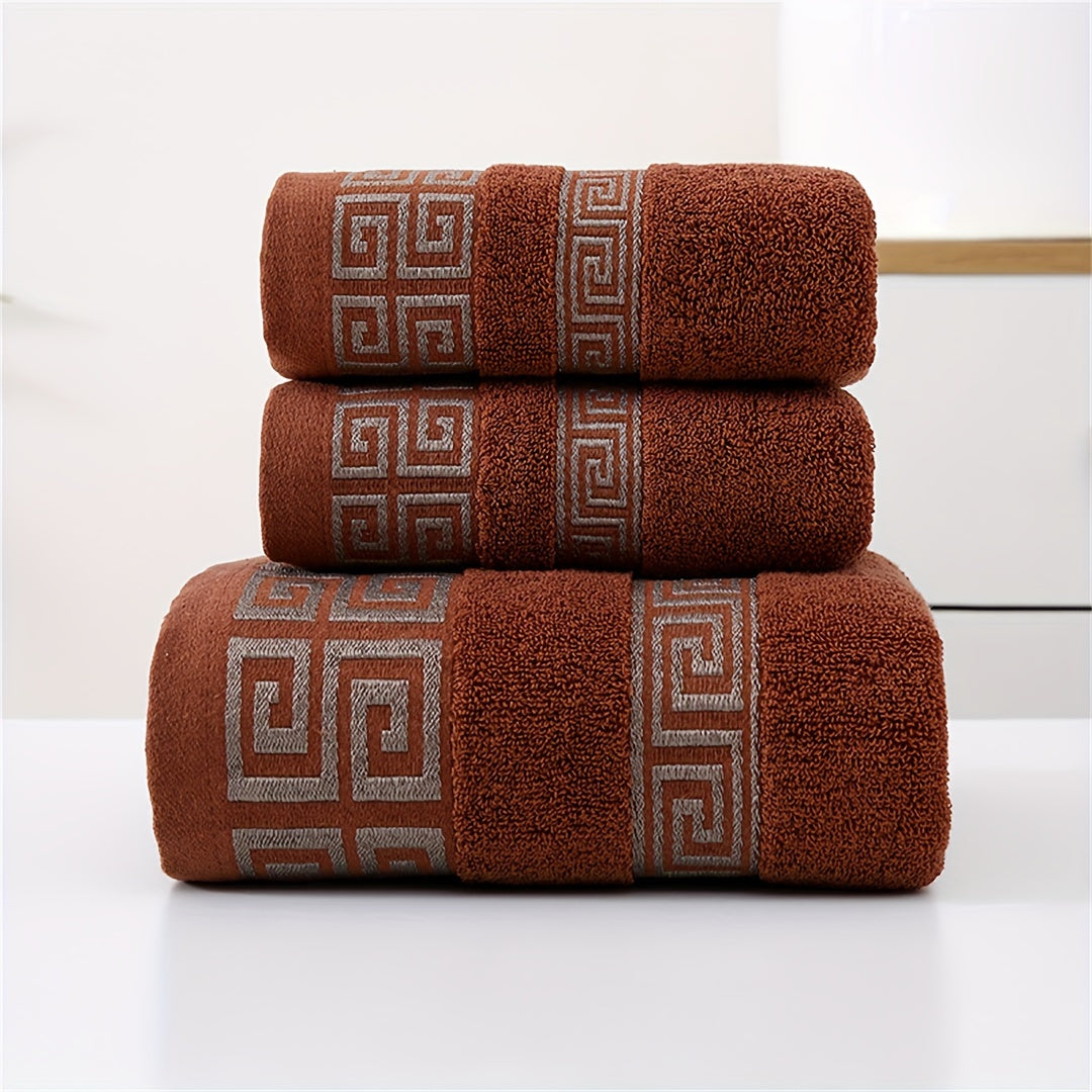 Juego de 3 toallas de algodón estilo griego para baño, mano, playa, hogar, viaje, regalo de Navidad