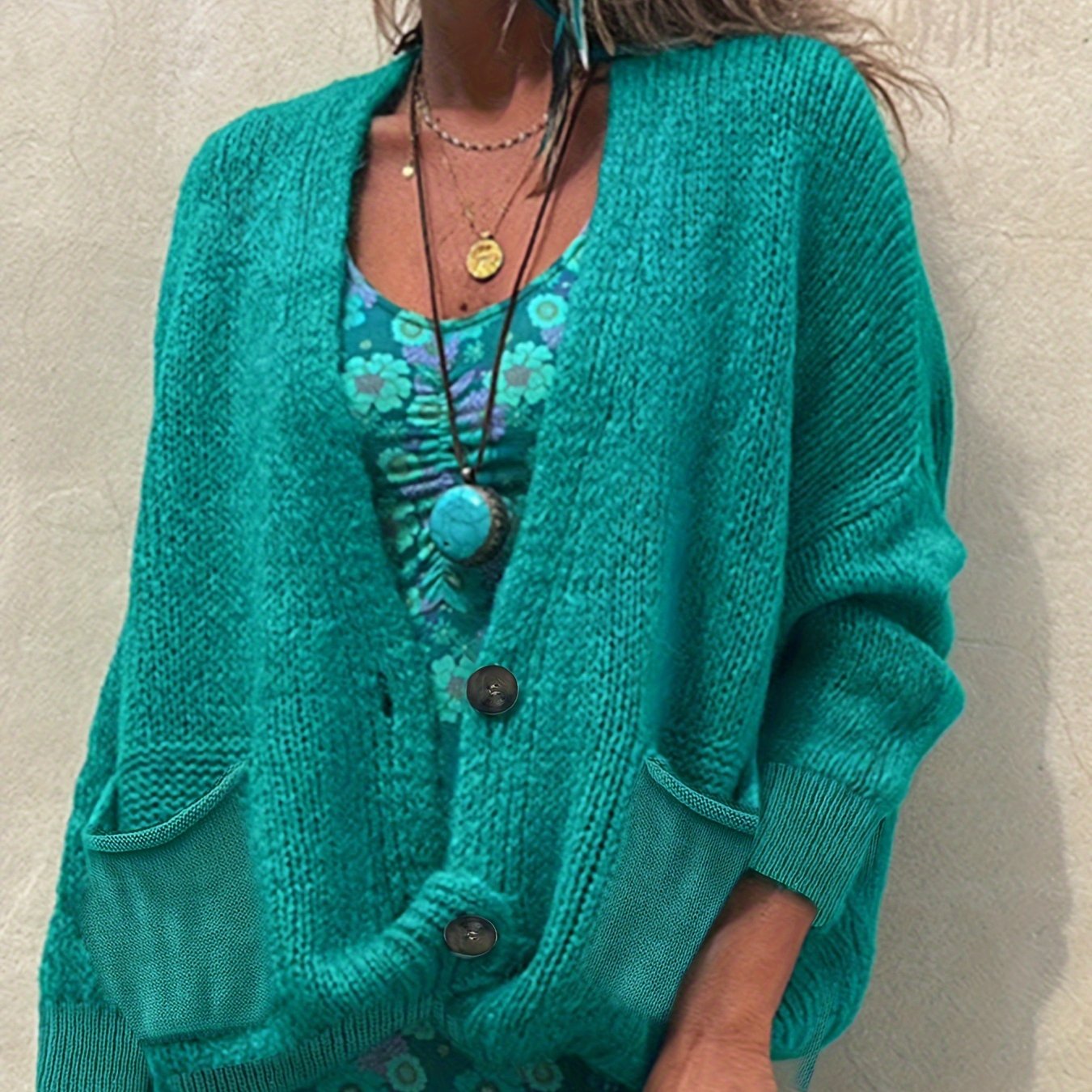 Plus Size Women's Cardigan Soft Knit Open Front Button Spring Fall Layering