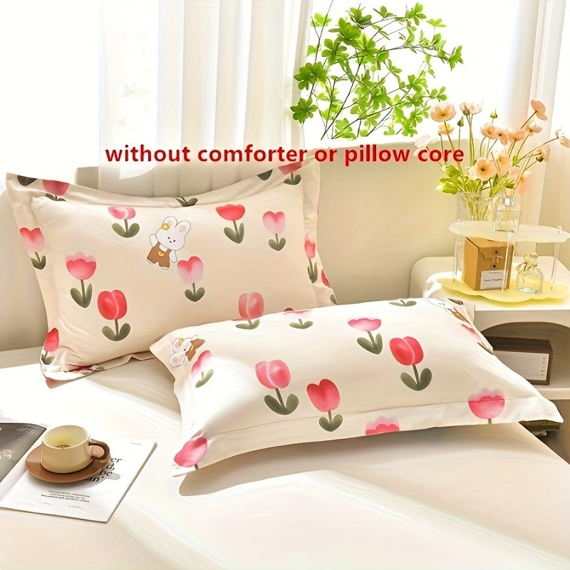 2 Pack Washable Fabric Pillowcases Skin-Friendly Soft Breathable Queen Size
