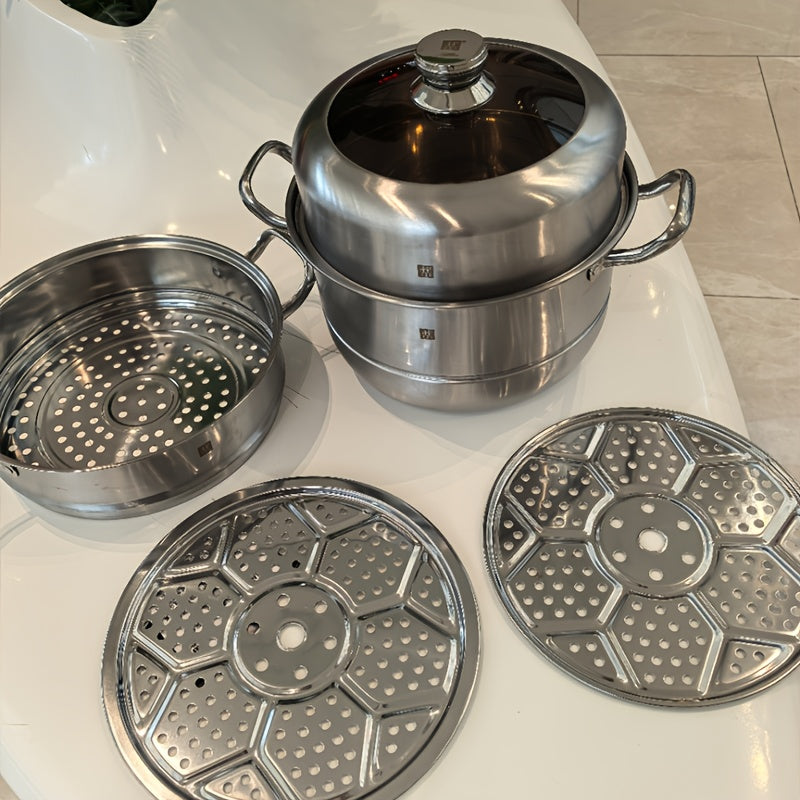 Juego de utensilios de cocina de acero inoxidable con capacidad de 10 cuartos para hervir y cocinar al vapor, regalo de cocina