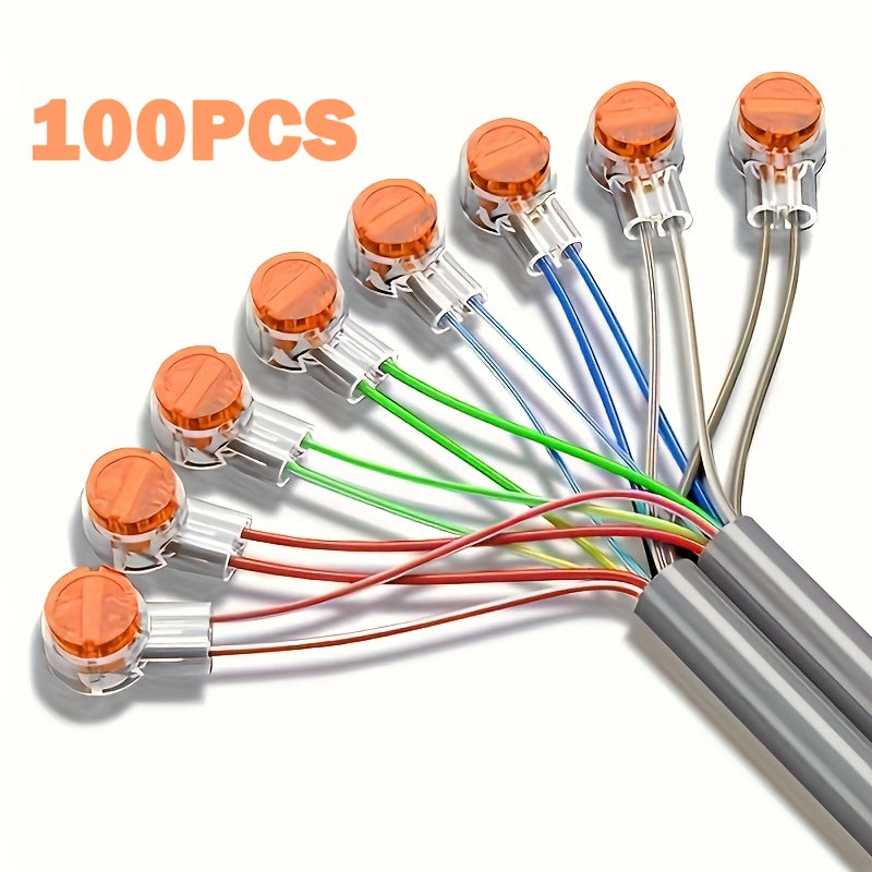 100Pcs Gel-Filled Orange Clear Wire Connectors for Telephone and Network Cables
