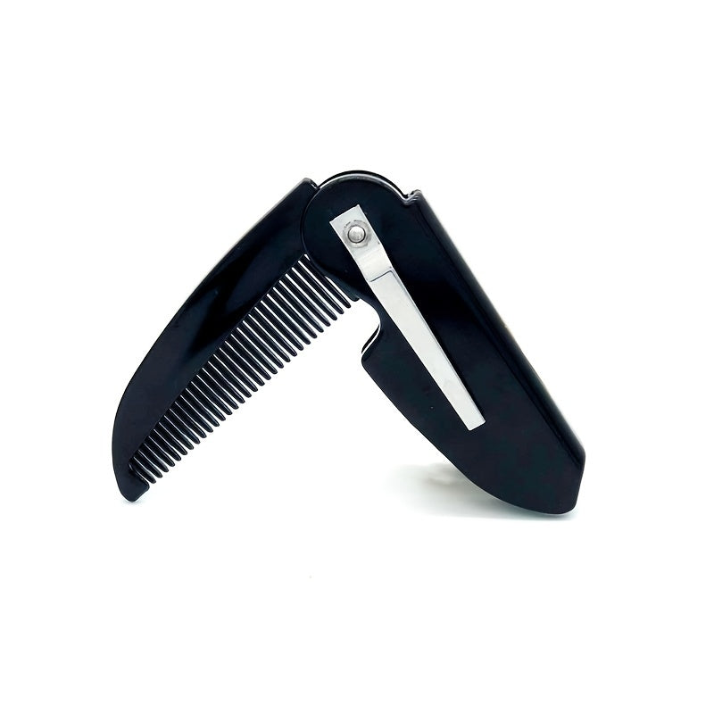 Men Folding Beard Comb Pocket-Sized Mustache Grooming Tool