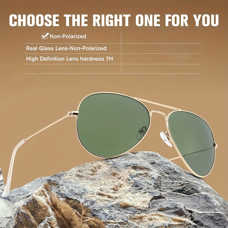 Unisex Fashion Glasses with Metal Frame and Glass Lenses