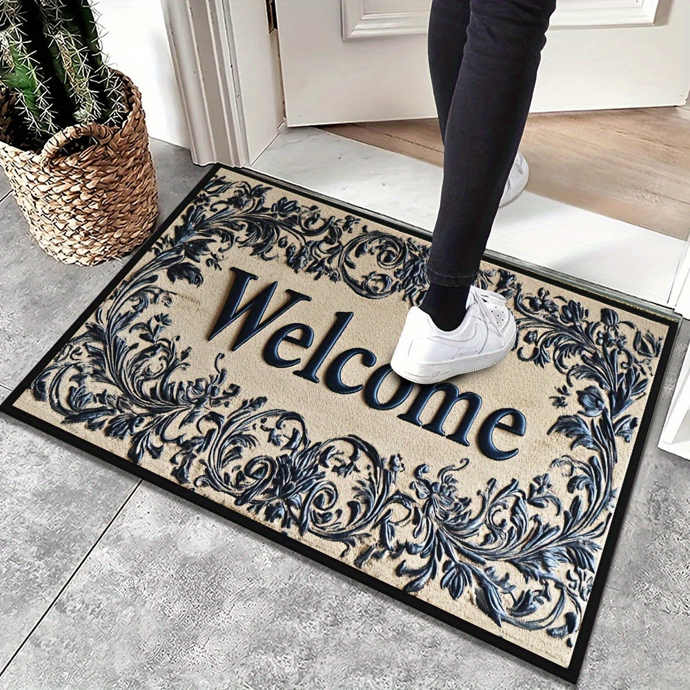 Braided Welcome Doormat Slip-Resistant Easy to Clean Rubber Backing Indoor Outdoor Decor