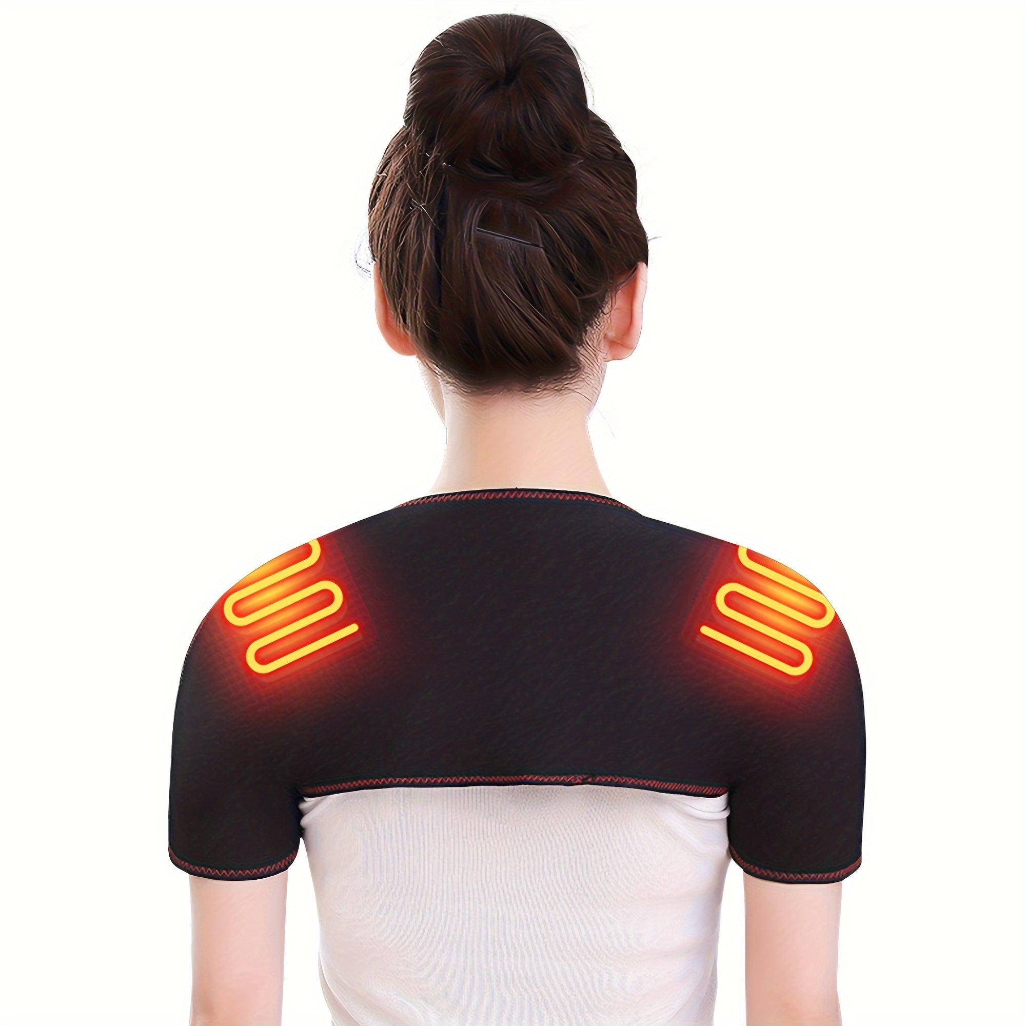 Uniseks polyester isitish padlari, ikki tomonlama yelka issiqlik sozlamalari bilan, qora va yashil