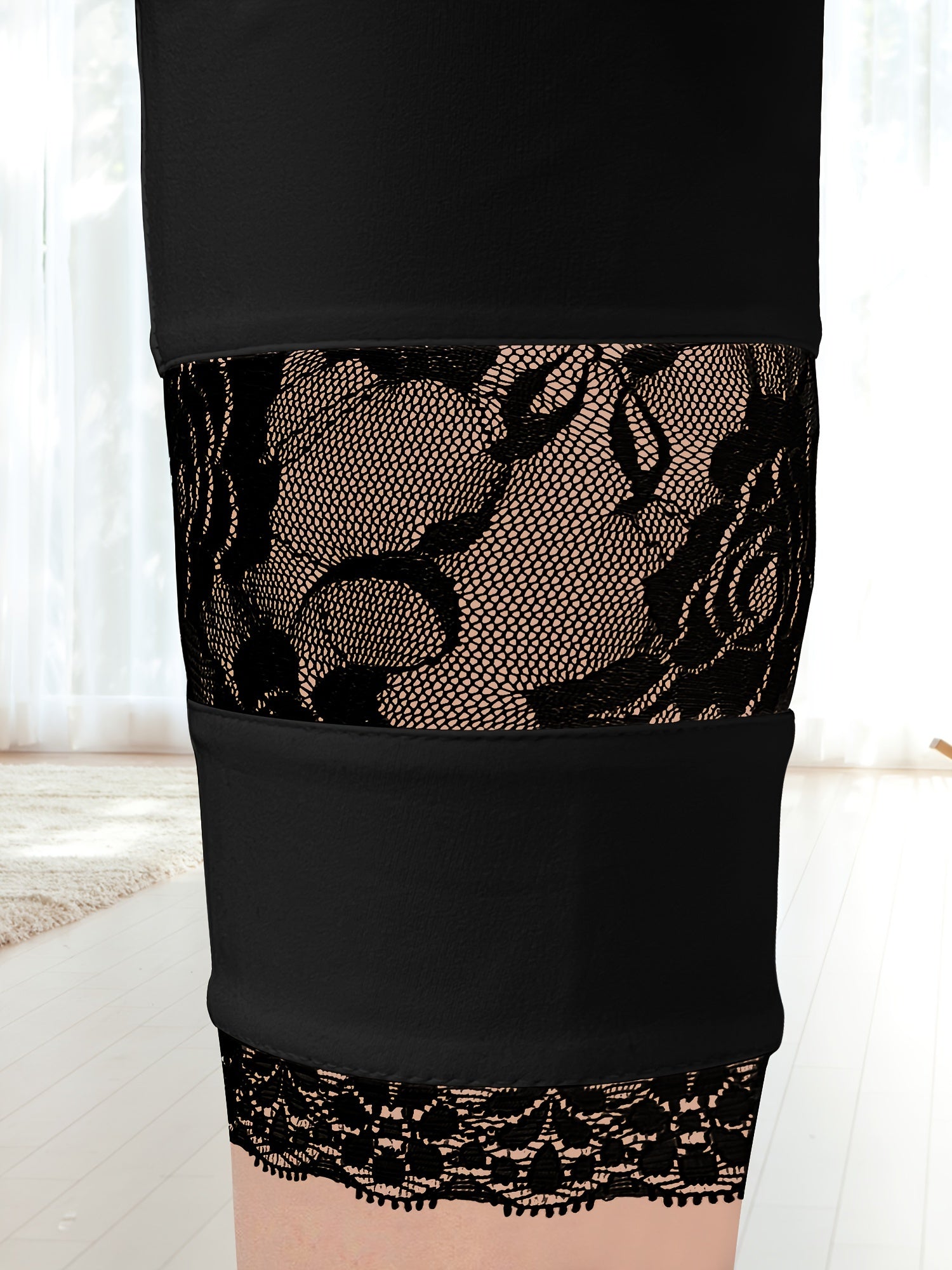 Women's Plus Size High-Waist Stretchable Floral Mesh Pants for Summer Spring Fall