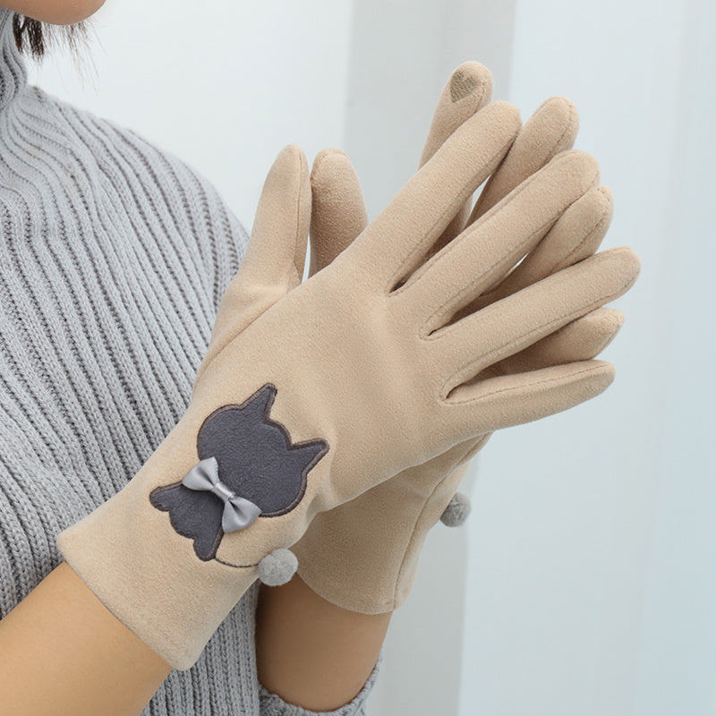 Women's Winter Gloves with Embroidery, Warm and Stylish for Cold Weather