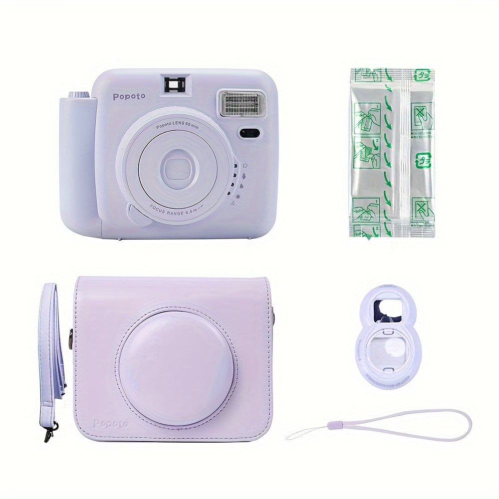 Purple Instant Camera Bundle Includes Mini11/12 with 10 Film Sheets PU Case Strap Selfie Lens ND Filter