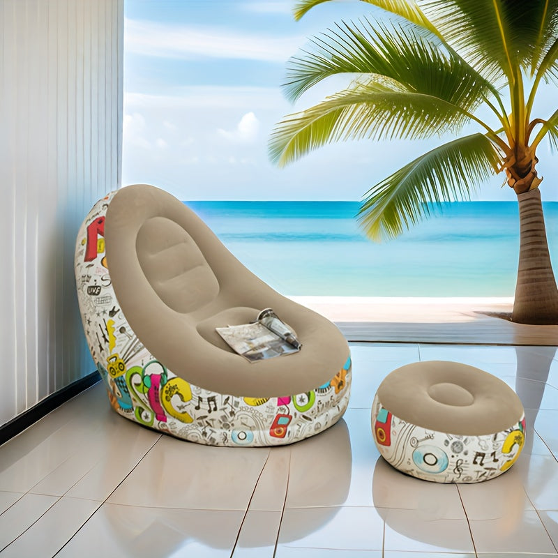 Qorong'i Inflatable Lounger Sofa oyoq uchun tayanch bilan, chidamli plastmassa, uy bezaklari