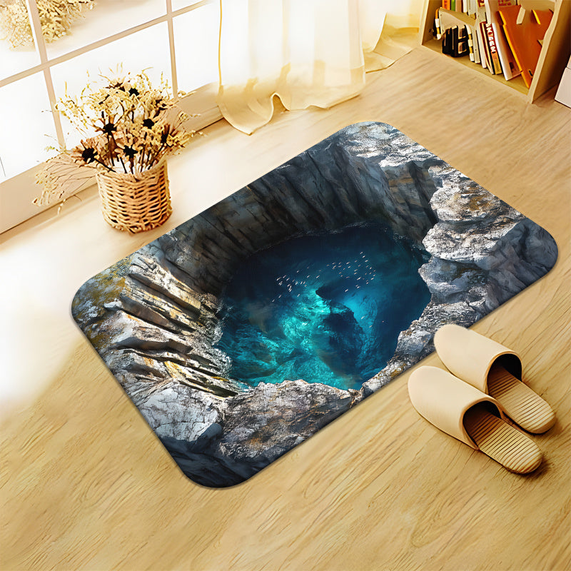 High Definition 3D Visual Effect Door Mat Non-Slip Machine Washable Polyester Absorbent Microfiber for Bedroom Living Room Bathroom Camping