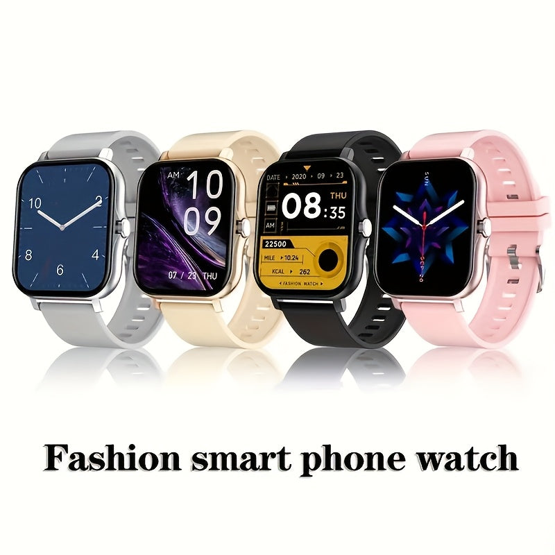 Touch Screen Smartwatch with Real-Time Caller ID and Notifications 1.83 Inch TFT Display Silicone Strap Metal Body