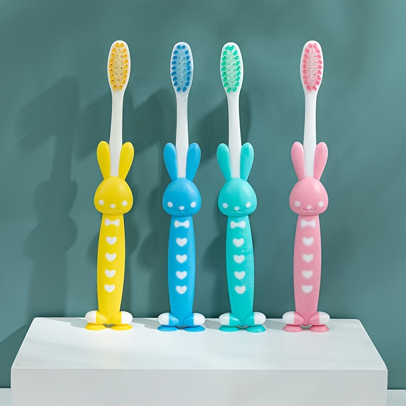 Set of 4 Cartoon Bear and Rabbit Toothbrushes Soft Bristles Small Head Unisex Adults