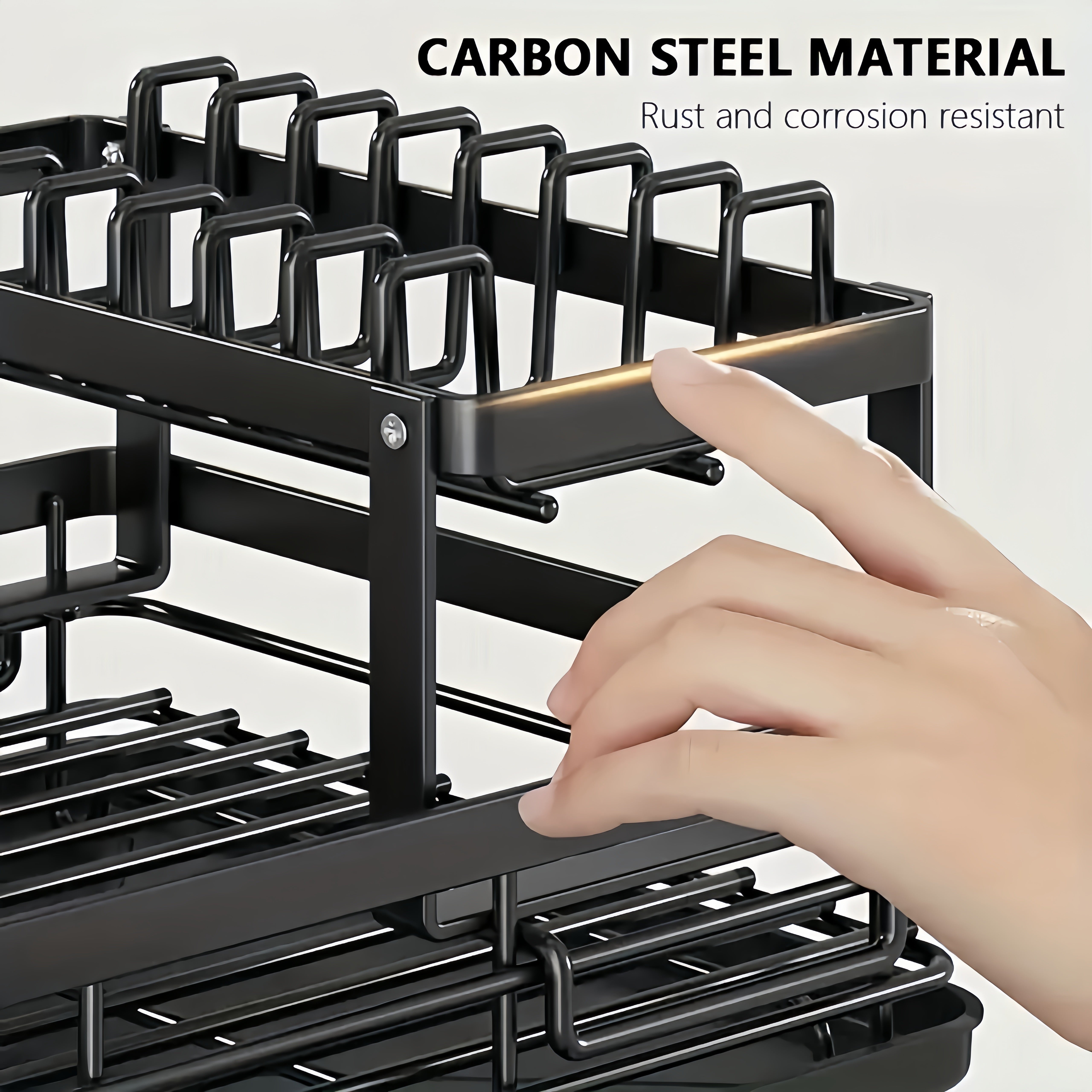 Space-Saving Double Dish Rack with Drainer and Cutlery Holder for Kitchen Organization