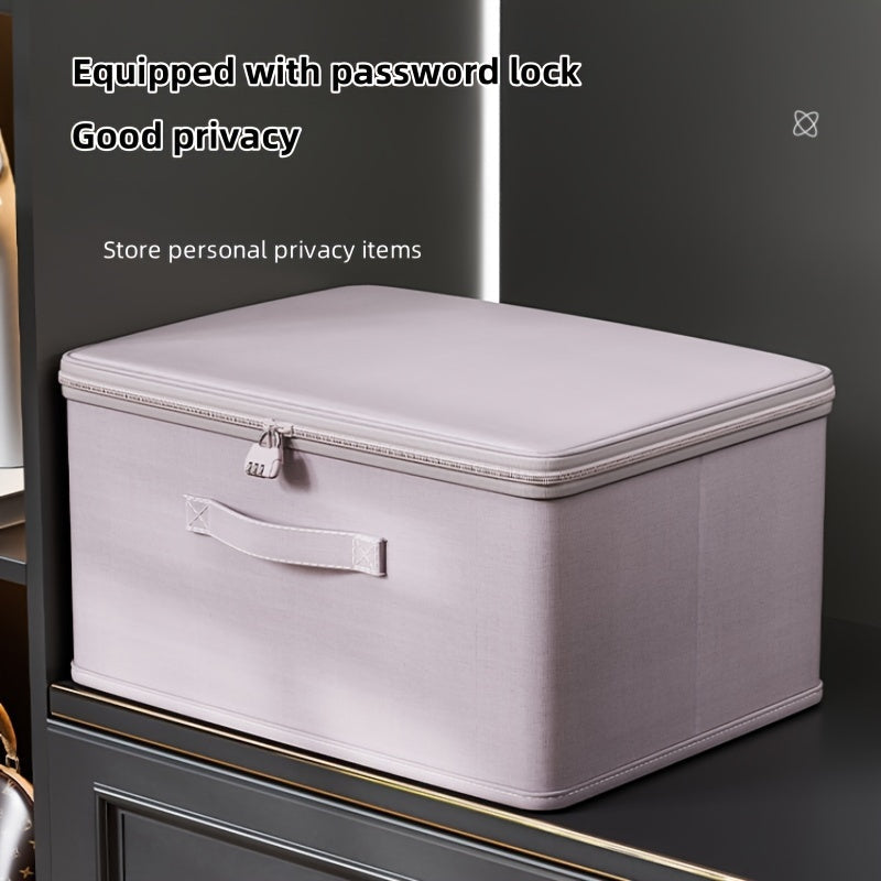 Large Lavender Fabric Storage Box with Lock for Clothes Quilts Documents Under-Bed