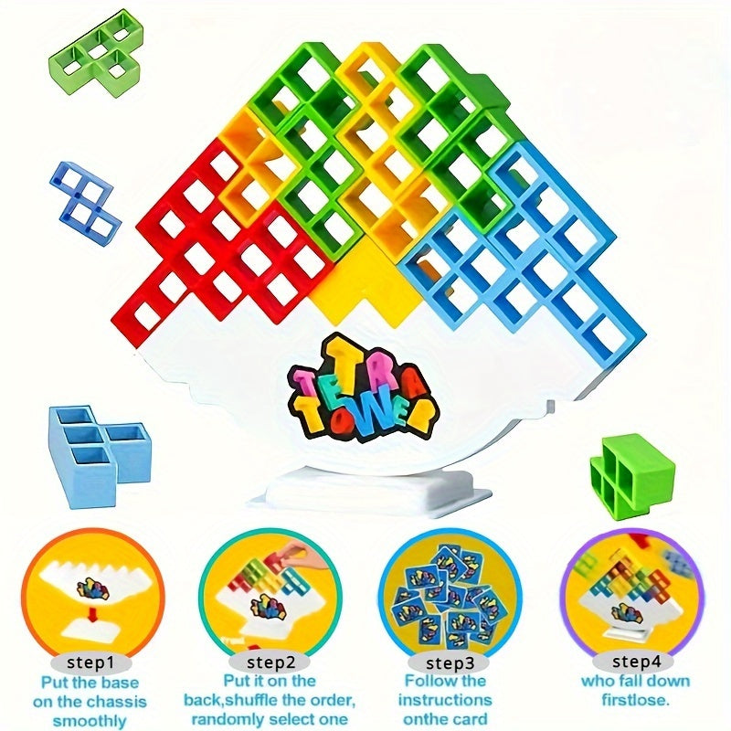 Stacking Desktop Toy for Kids Ages 3 Plus PVC Mixed Color Family Party Travel Entertainment