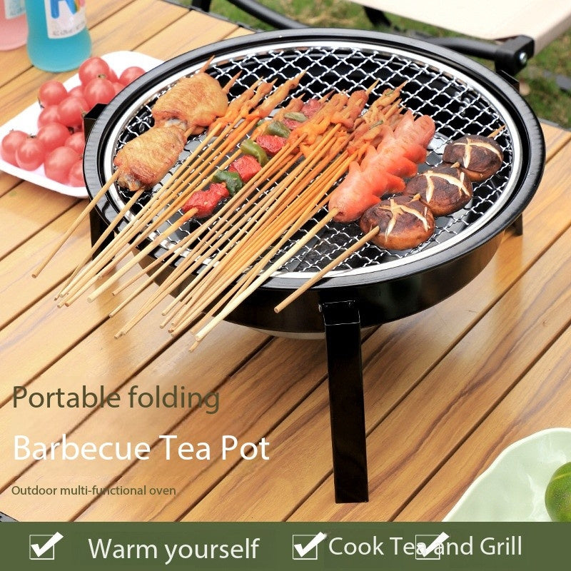 Portable Outdoor BBQ Grill Set for Camping Charcoal and Tea Grills