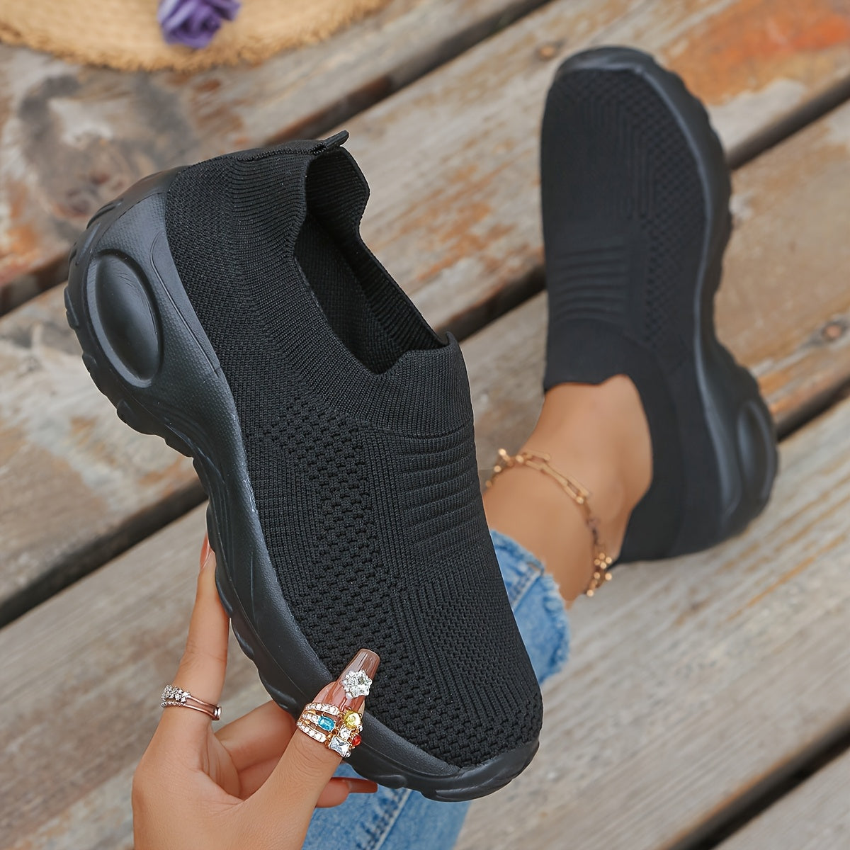Women's Slip-On Sneakers Breathable Fabric Low-Top Casual Shoes in Multiple Colors