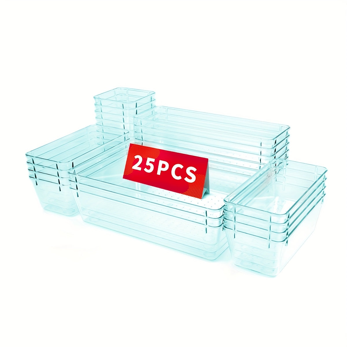 25pcs Multi-Functional Plastic Storage Box with Dividers for Organization