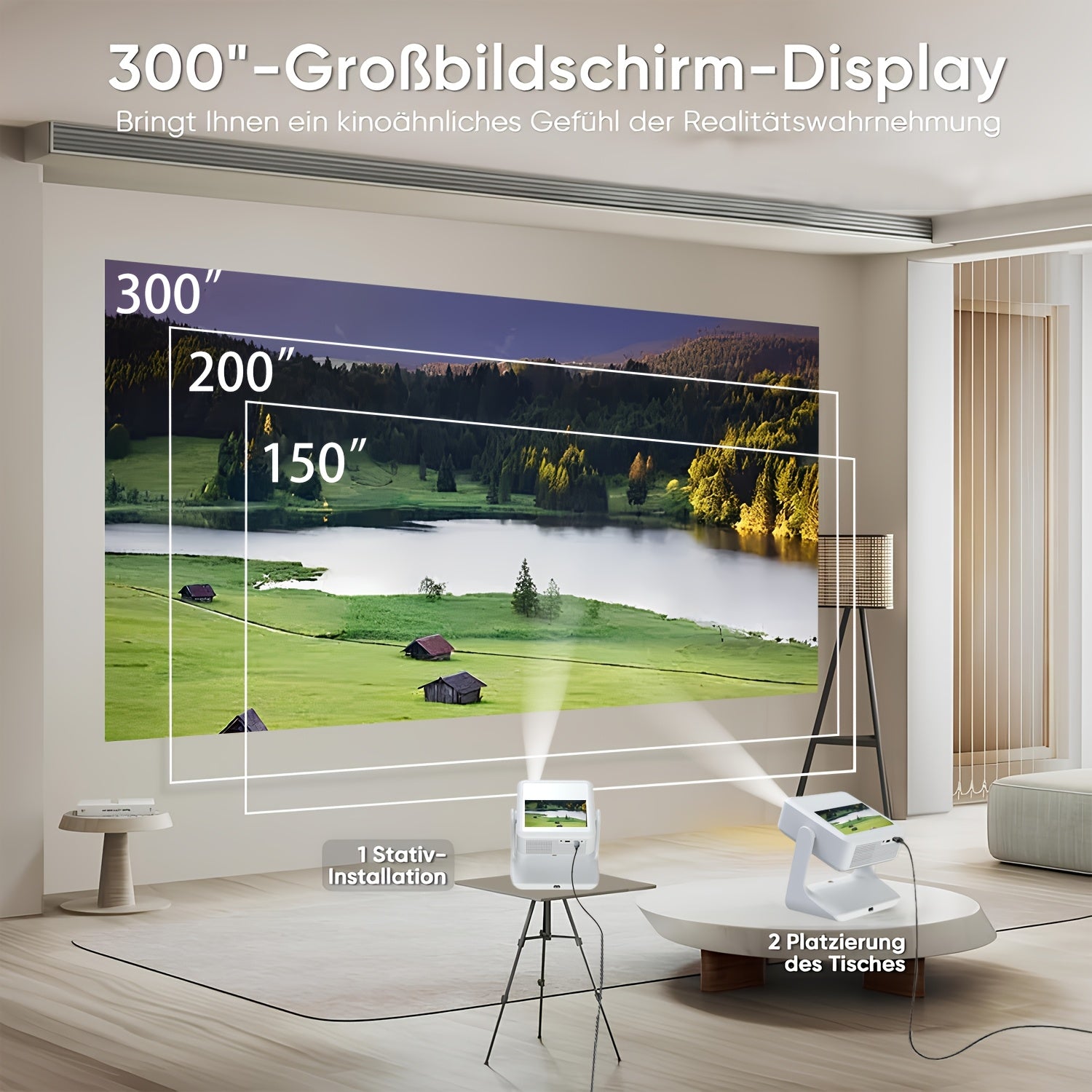Full HD Portable Smart Projector with Touch Screen 4K Support for Home Use