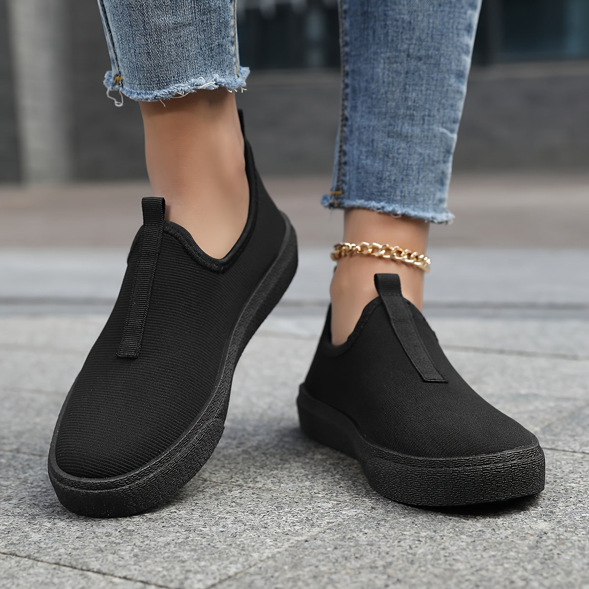 Women's Casual Breathable Slip-On Sneakers Low-Top Flat Shoes