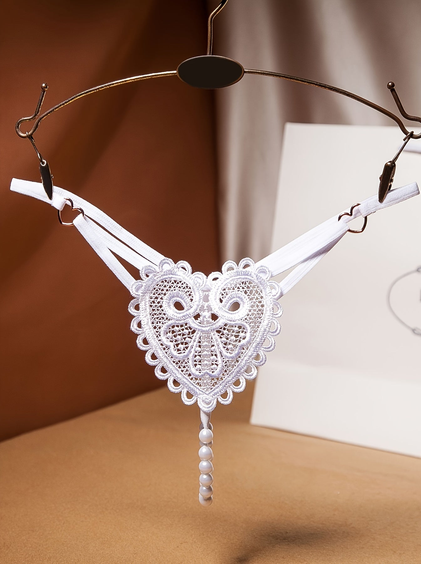 7-Pack Women's Lace Thong Panties with Embroidered Pearl Beads Floral Pattern