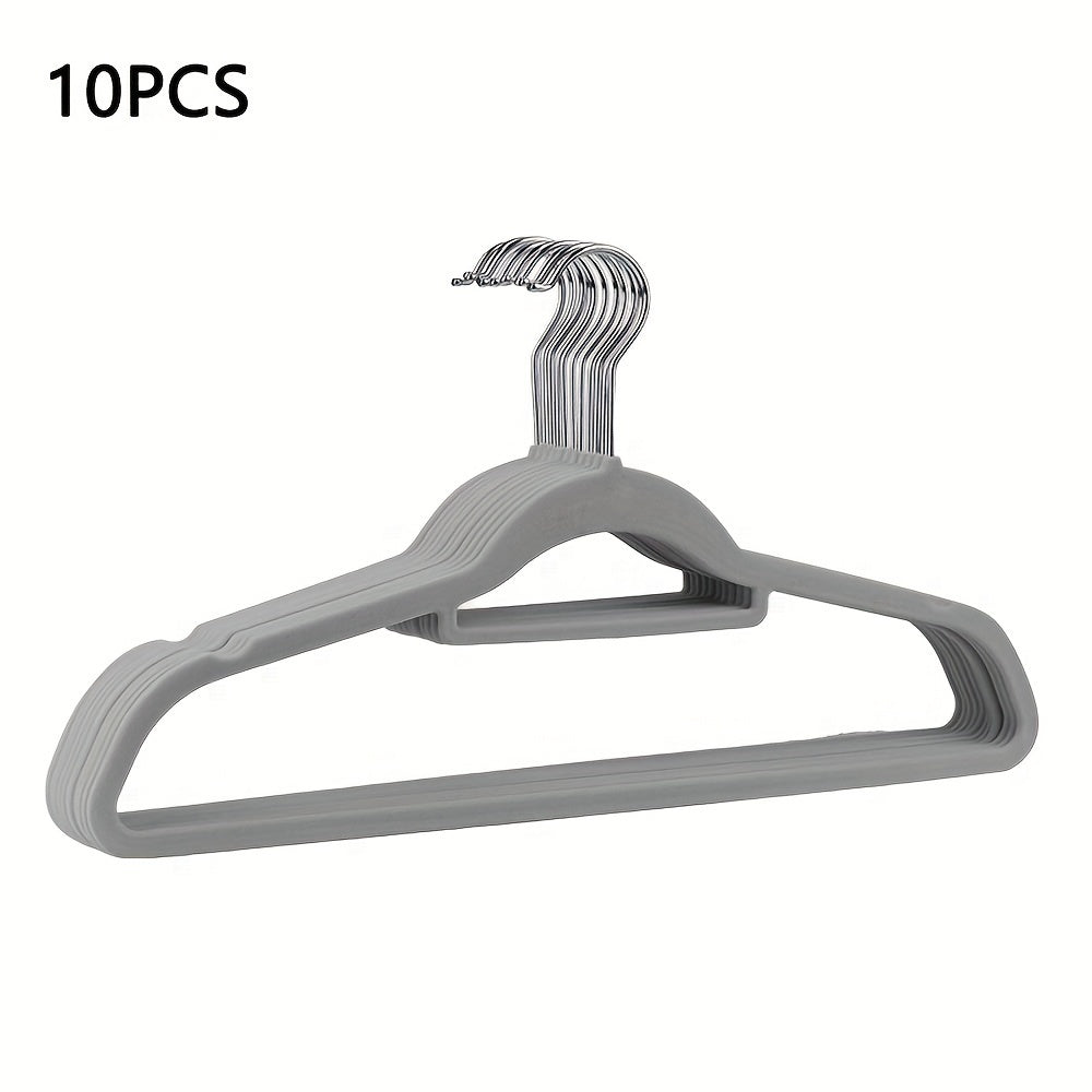 Set of 10 Non-Slip Velvet Hangers for Shirts and Pants with 360° Swivel Hooks