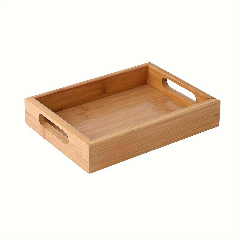 Bamboo Serving Tray with Handles for Kitchen and Dining Organizer