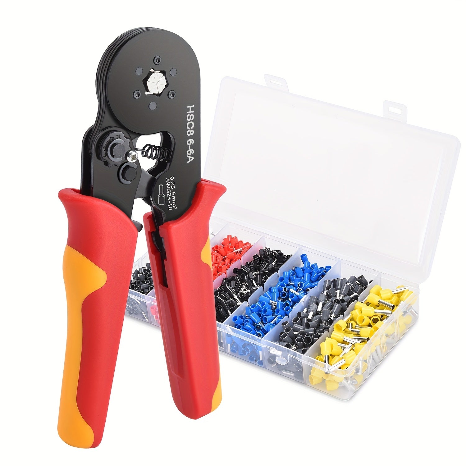 Набор инструментов для обжима наконечников электрика, регулируемый рычажный плоскогубцы, высокоуглеродистая сталь, AWG 23-7